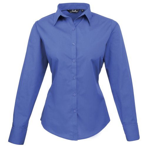 Premier Fitness Damen Poplin Long Sleeve Blouse Bluse, Blau (Königsblau), 40 von Premier