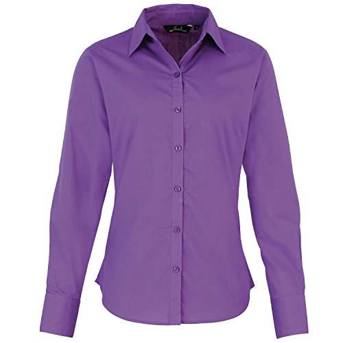 Premier Fitness Damen Poplin Long Sleeve Blouse Bluse, Violet (Rich Violet 000), 40 von Premier