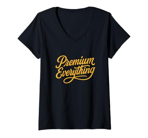Damen Premium Everything Script Schriftzug T-Shirt mit V-Ausschnitt von Premium Gear