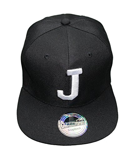 Buchstaben Initialen Snapback Cap Black & White (J) von Premium Headwear