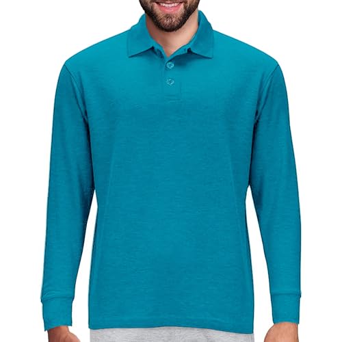 Premium Wear Herren Langarm Poloshirts - Stain Guard Poloshirts für Herren, Blaugrün/Ein Hauch von Paradies (Trace of Paradise), XX-Large von Premium Wear