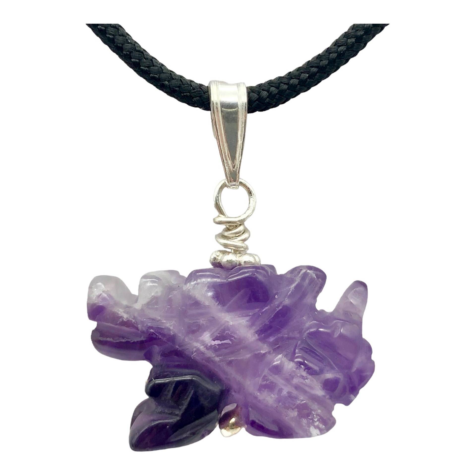 Amethyst-Drachen-Anhänger Halskette | Halbedelstein Schmuck Silber Anhänger von PremiumBeadStudio