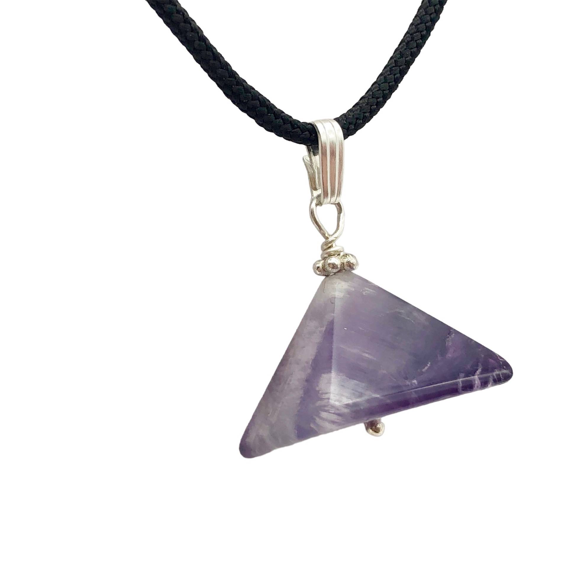 Amethyst Pyramide Anhänger Halskette | Halbedelstein Schmuck Silber von PremiumBeadStudio