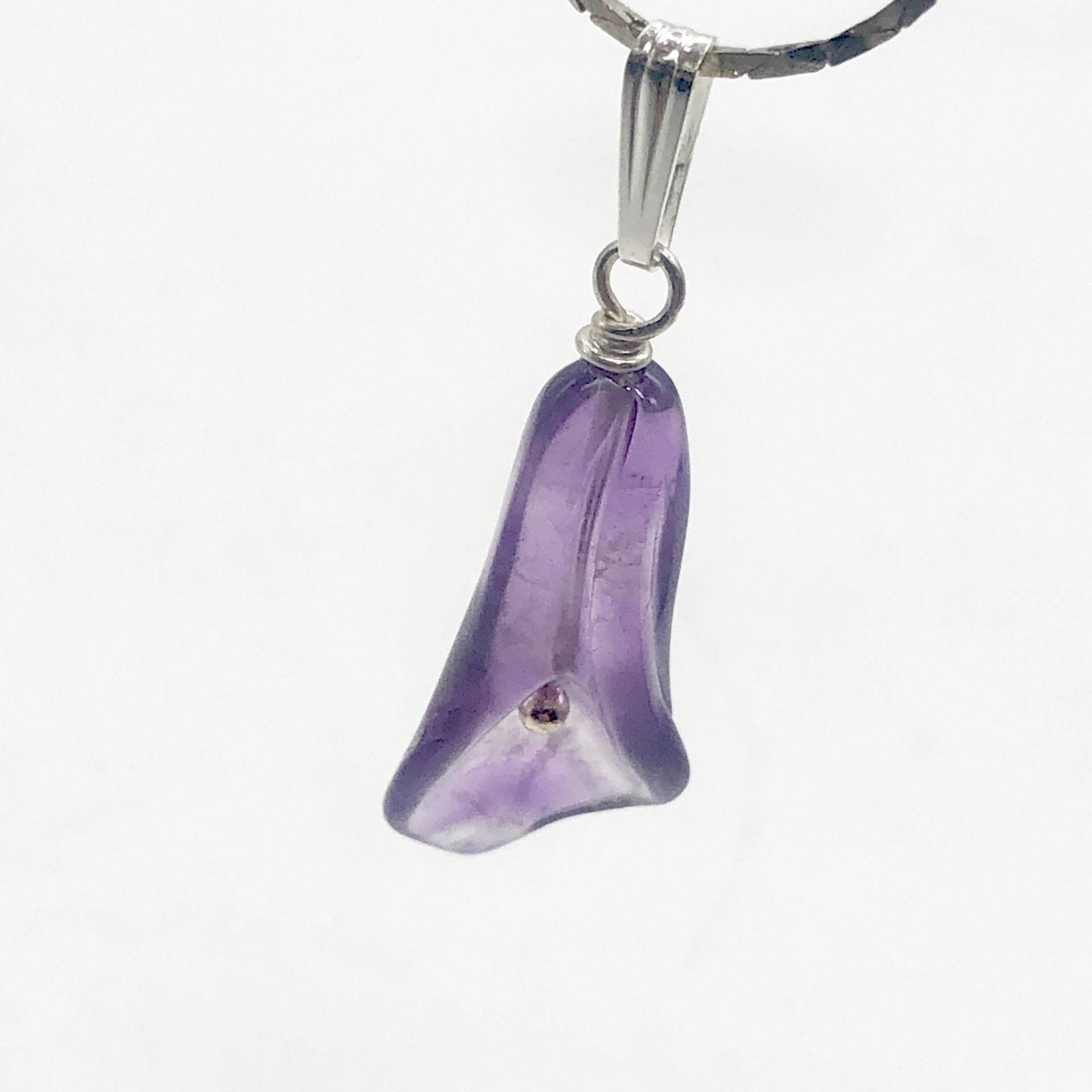 Amethyst Sterling Silber Blumen Anhänger | 3 cm Lang Lila 1 von PremiumBeadStudio