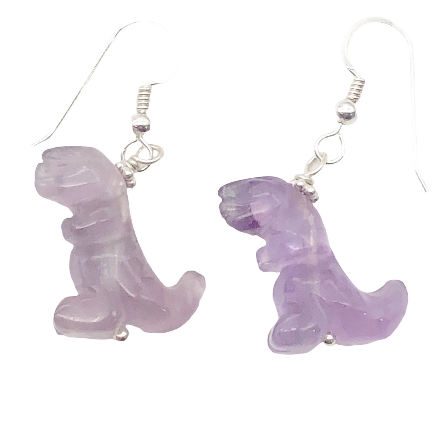 Amethyst Tyrannosaurus Rex Sterling Silber Tropfen Ohrringe | 1.5" Lang Lila von PremiumBeadStudio