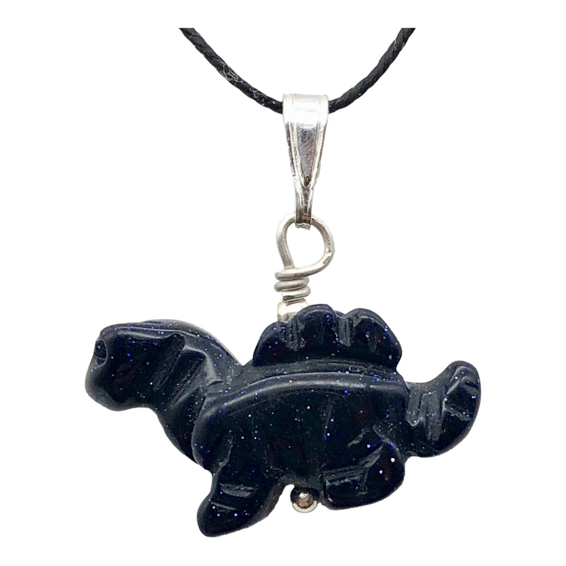 Blau Goldstone Dinosaurier Anhänger Stegosaurus Und Silber 509258Bgs von PremiumBeadStudio