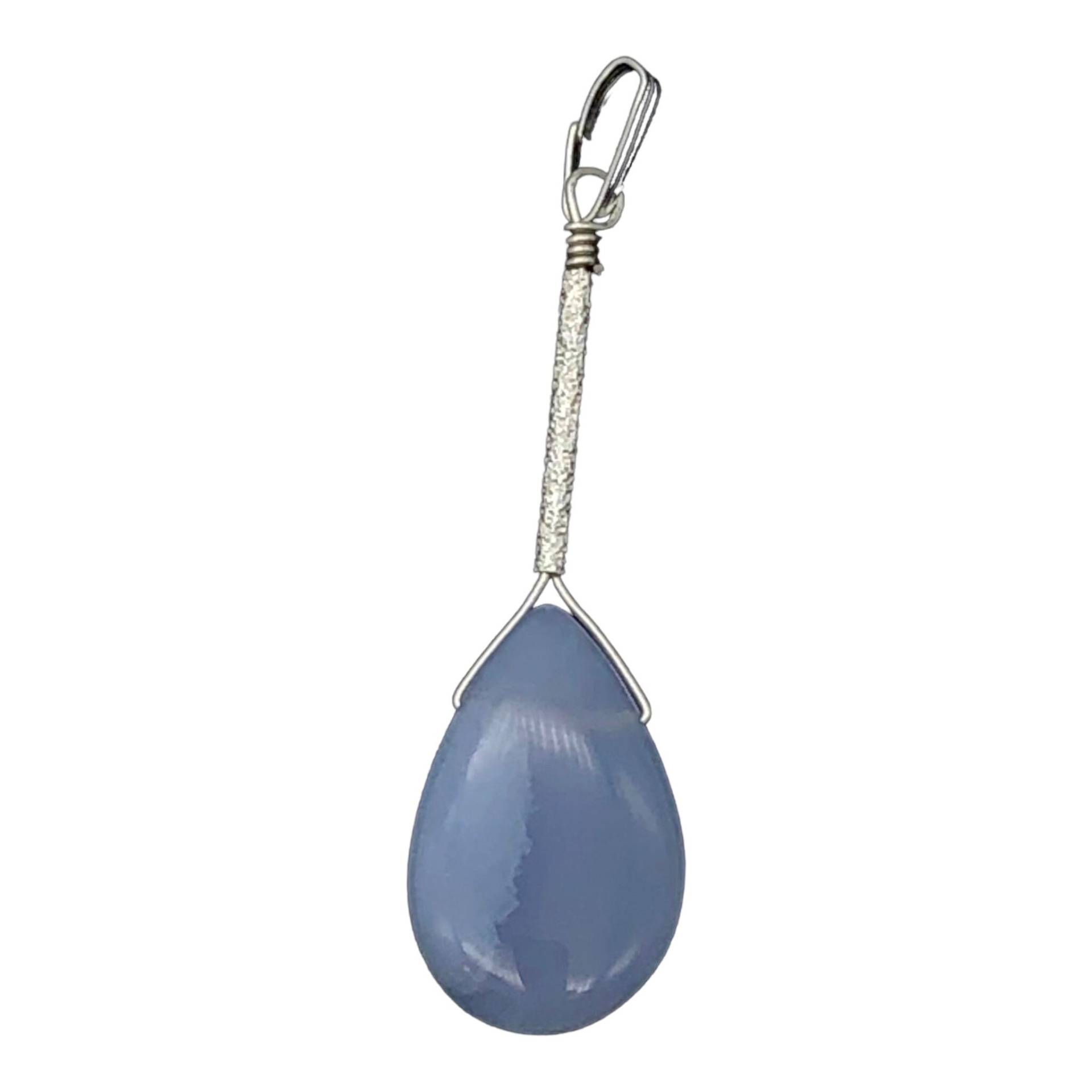 Blauer Chalcedon Designer Sterling Silber Anhänger | 20x13x6mm 2" Lang von PremiumBeadStudio