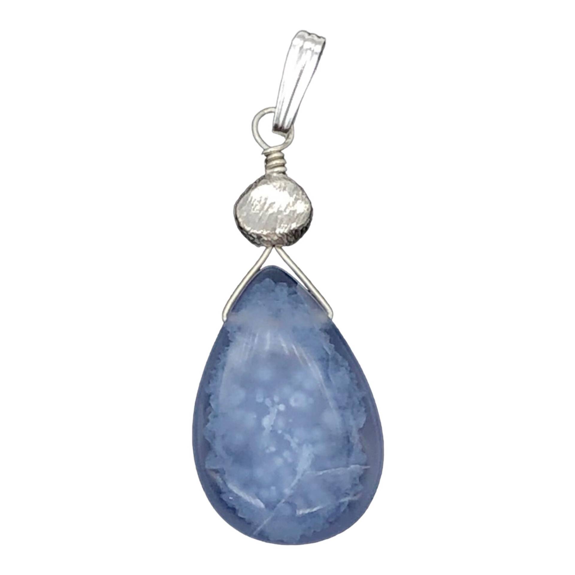 Blauer Chalcedon Designer Sterling Silber Anhänger | 22x14x6mm 1 3/4" Lang von PremiumBeadStudio