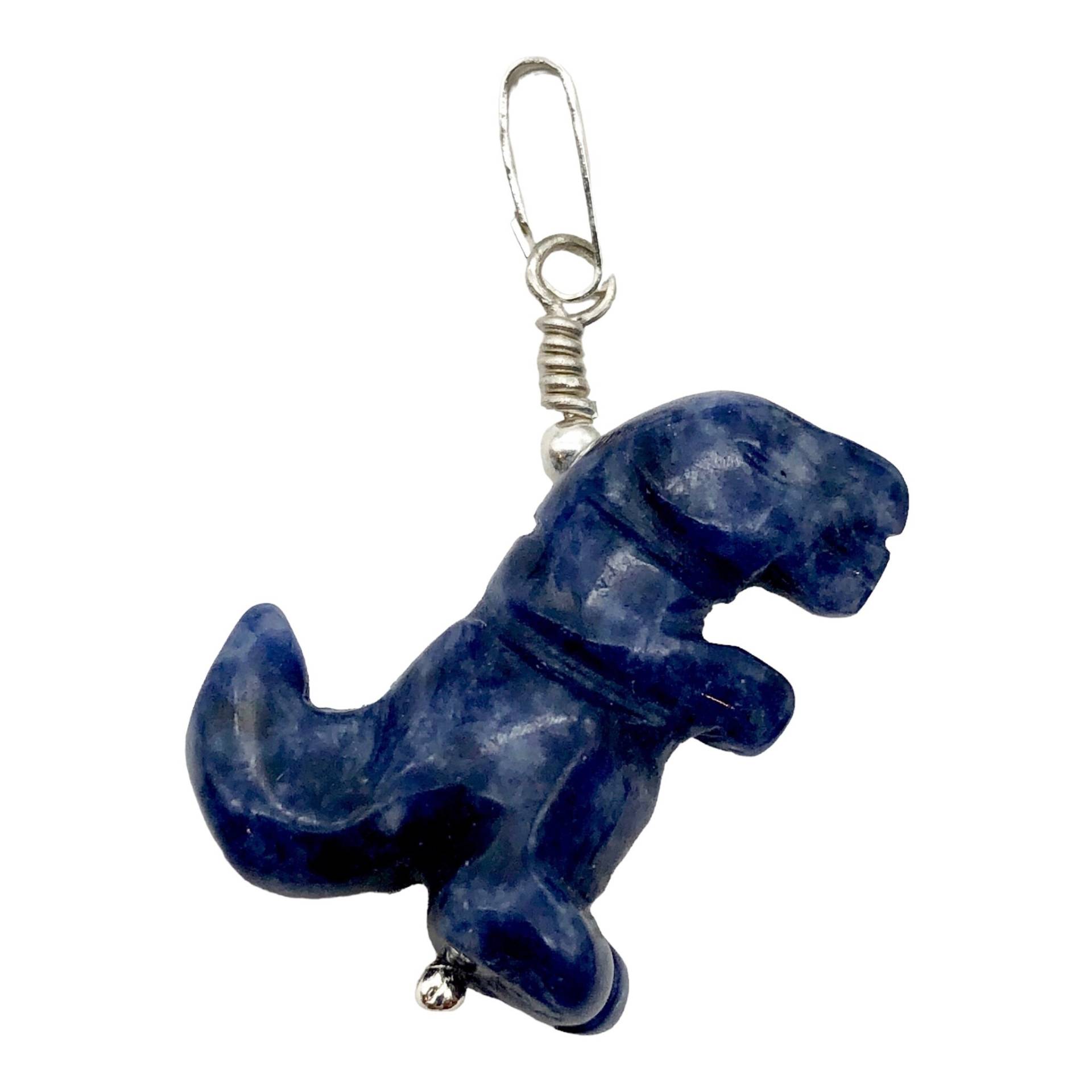 Blauer Dinosaurier Sodalith Tyrannosaurus Rex Silber Anhänger | 1.5" Lang Blau von PremiumBeadStudio