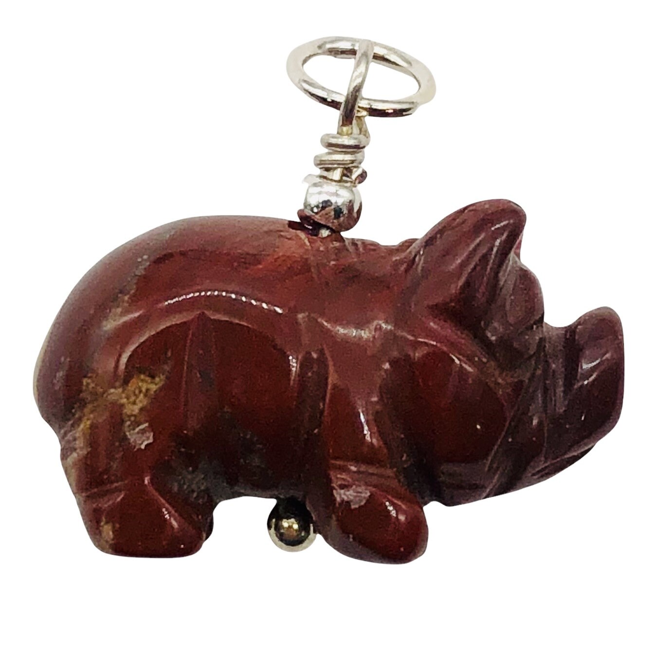 Brekzien Jaspis Schwein Anhänger Halskette | Halbedelstein Schmuck Silber von PremiumBeadStudio