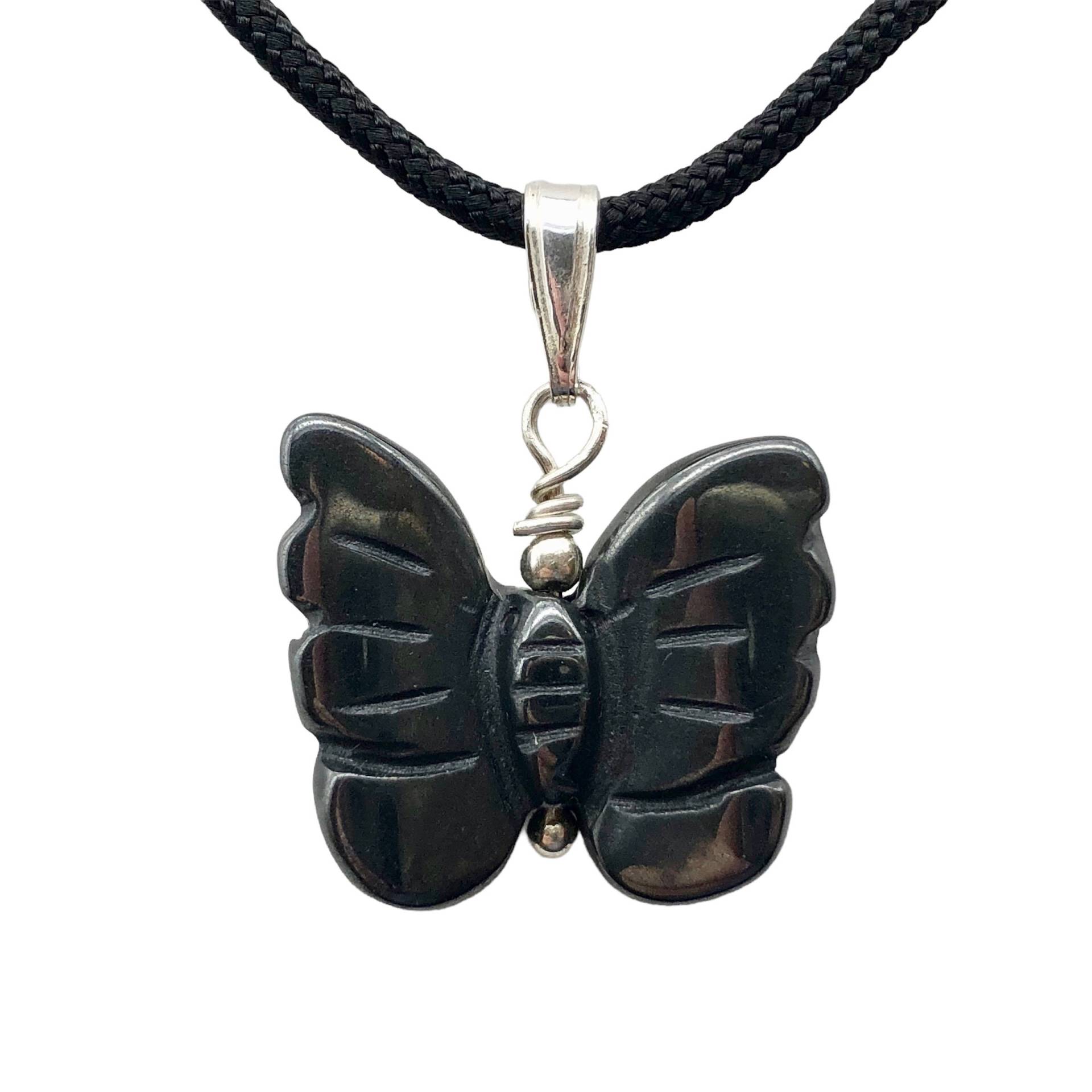 Hämatit Schmetterling Anhänger Halskette | Halbedelstein Schmuck|Silber von PremiumBeadStudio