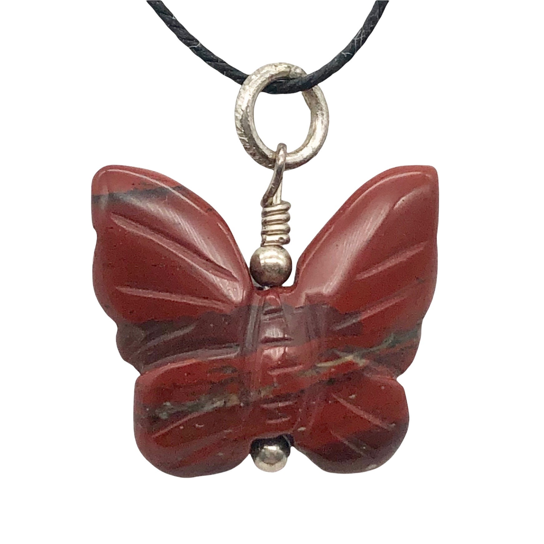 Jaspis Schmetterling Anhänger Halskette | Halbedelstein Schmuck Silber von PremiumBeadStudio