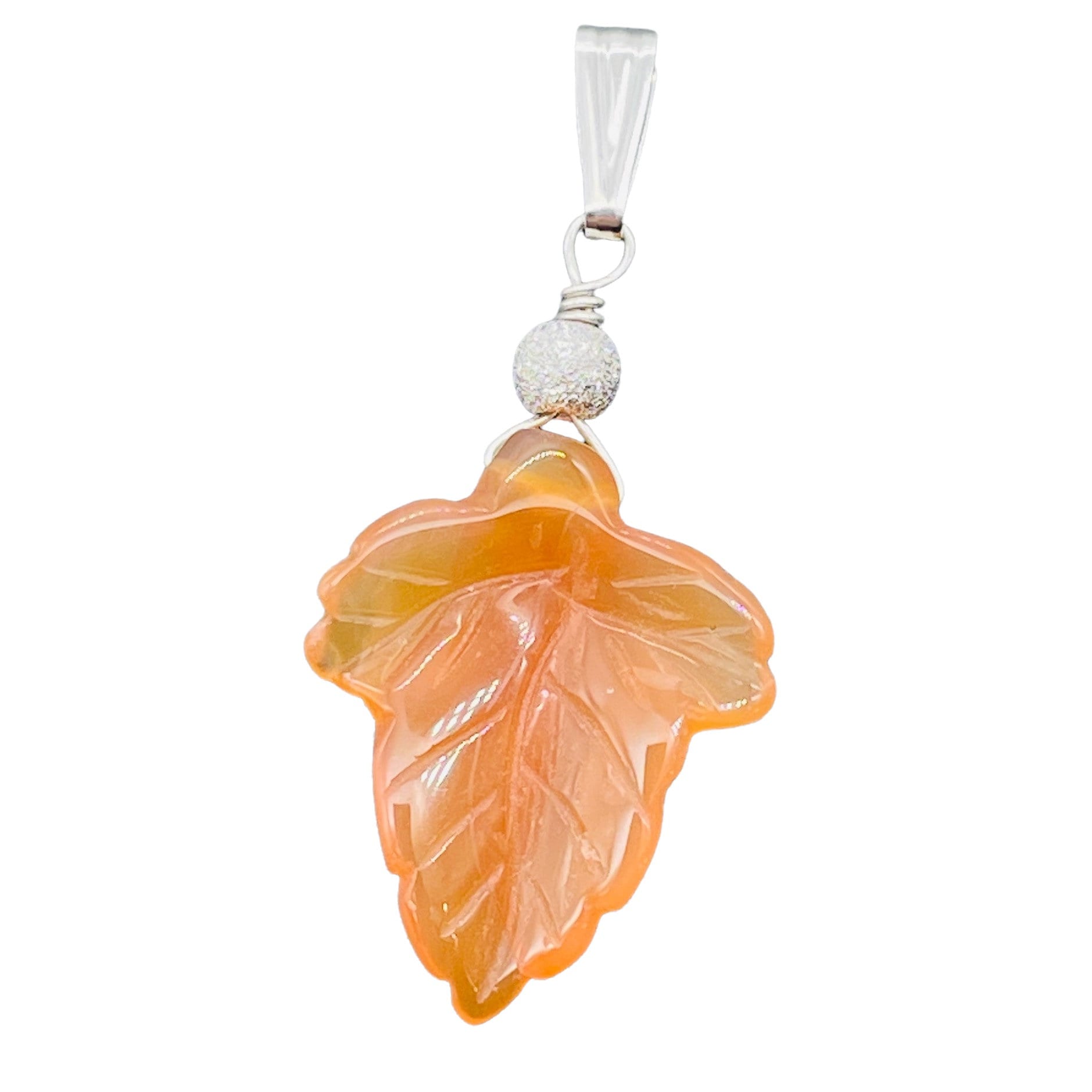 Karneol Sterlingsilber Blatt | 3 cm Lang Orange 1 Anhänger von PremiumBeadStudio