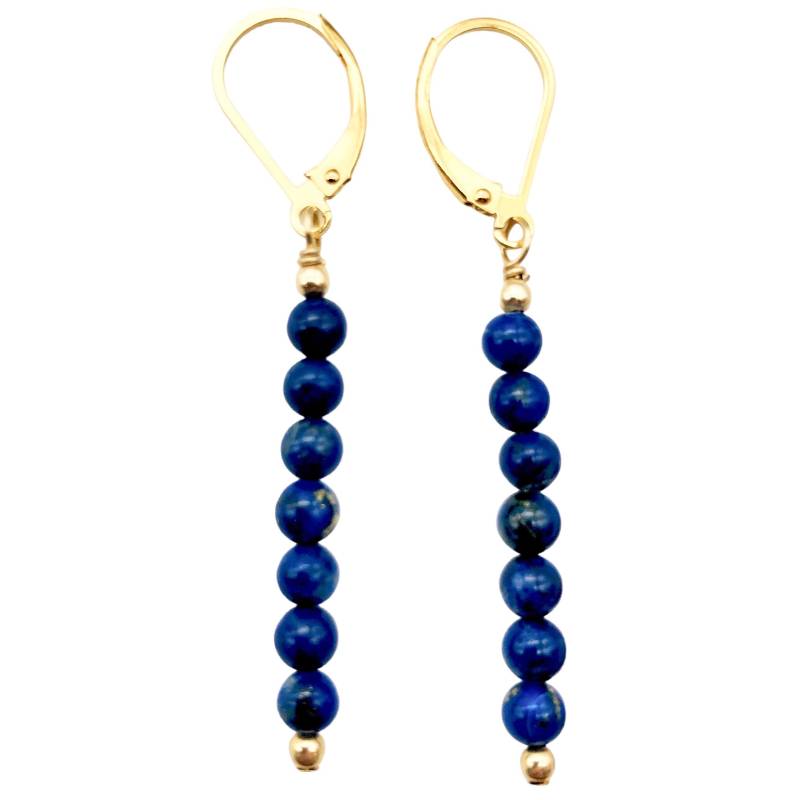 Lapislazuli Und 14K Gf Halbedelstein Ohrringe | 4mm 2" Lang von PremiumBeadStudio