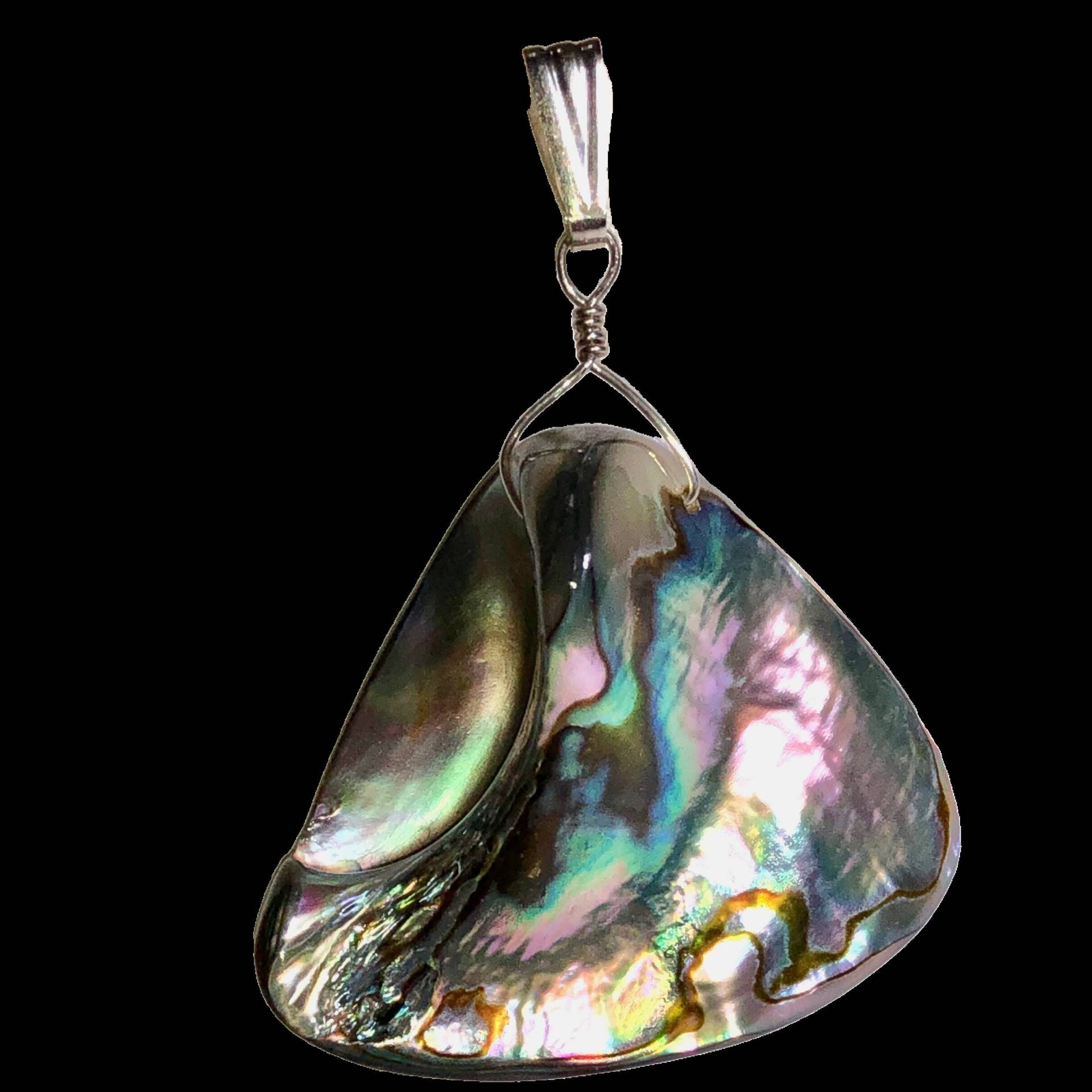 Natürlicher Abalone Wellen Anhänger Mit Sterling Zubehör 504970 von PremiumBeadStudio