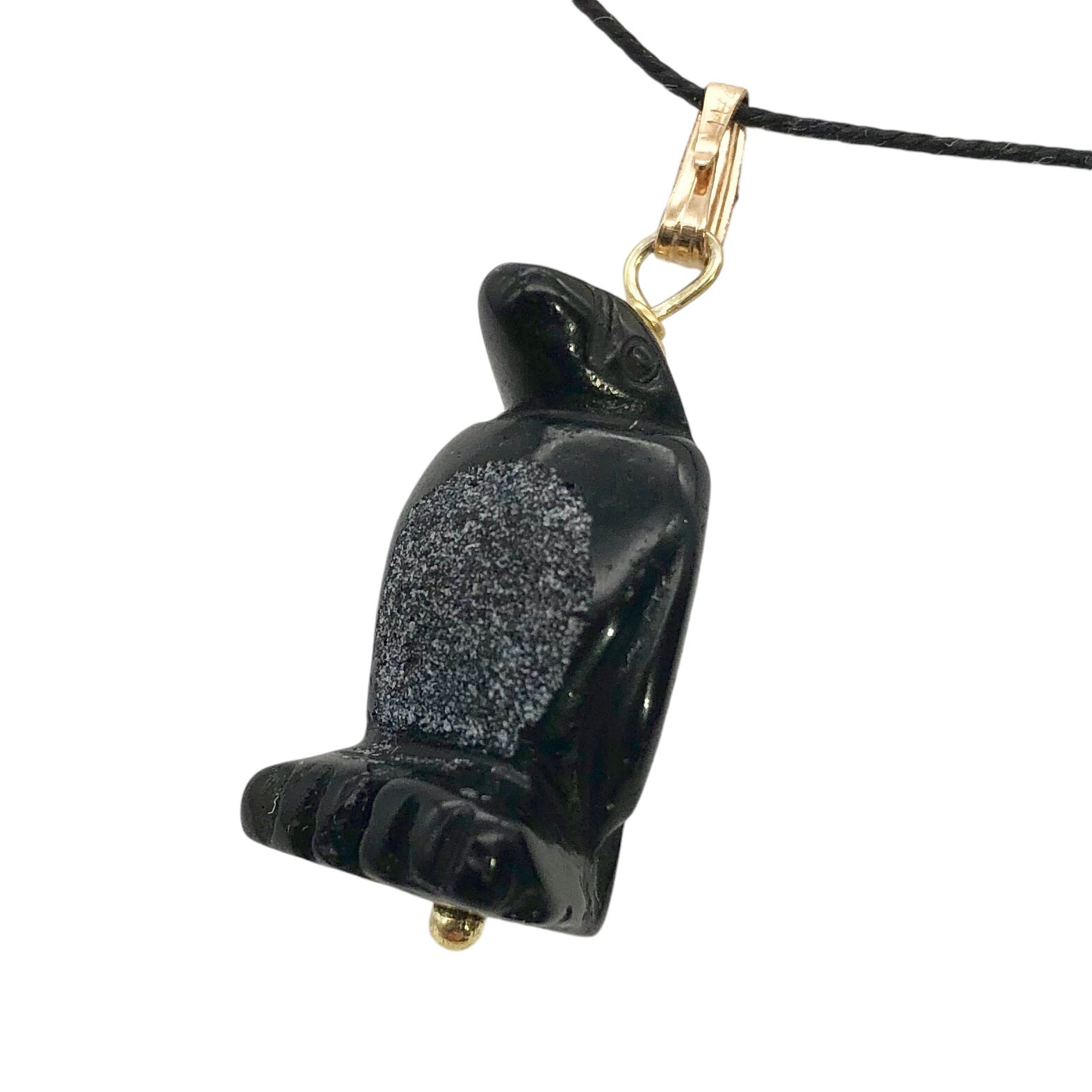 Obsidian Pinguin Anhänger Halskette | Halbedelstein Schmuck 14K Gf von PremiumBeadStudio