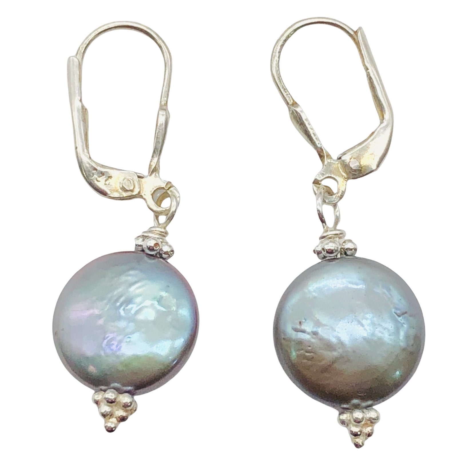 Platin Süsswasser Münze Perle Und Sterling Silber Ohrringe | 1 1/2 "(Lang von PremiumBeadStudio