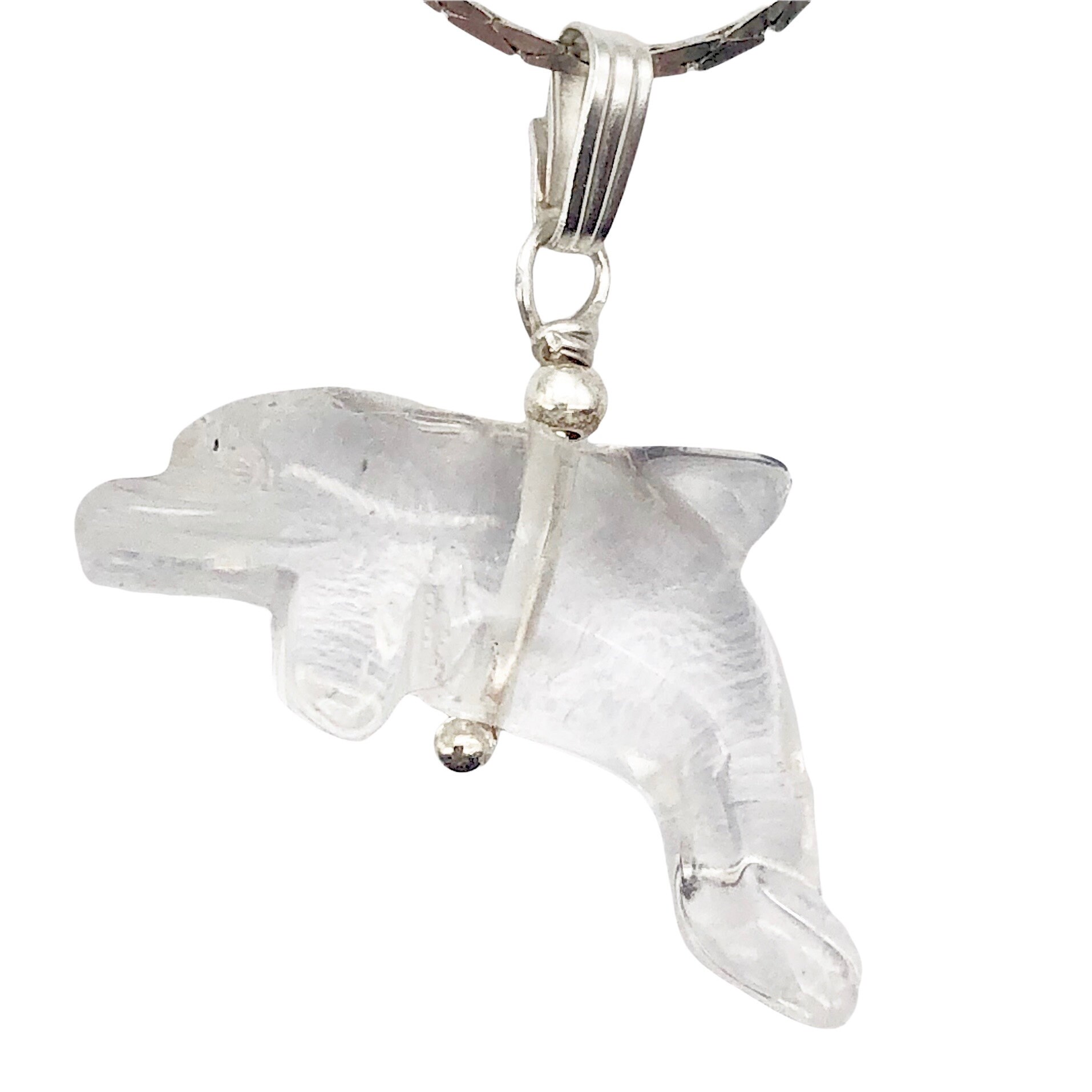 Quarz Delfin Anhänger Halskette | Halbedelstein Schmuck Silber von PremiumBeadStudio