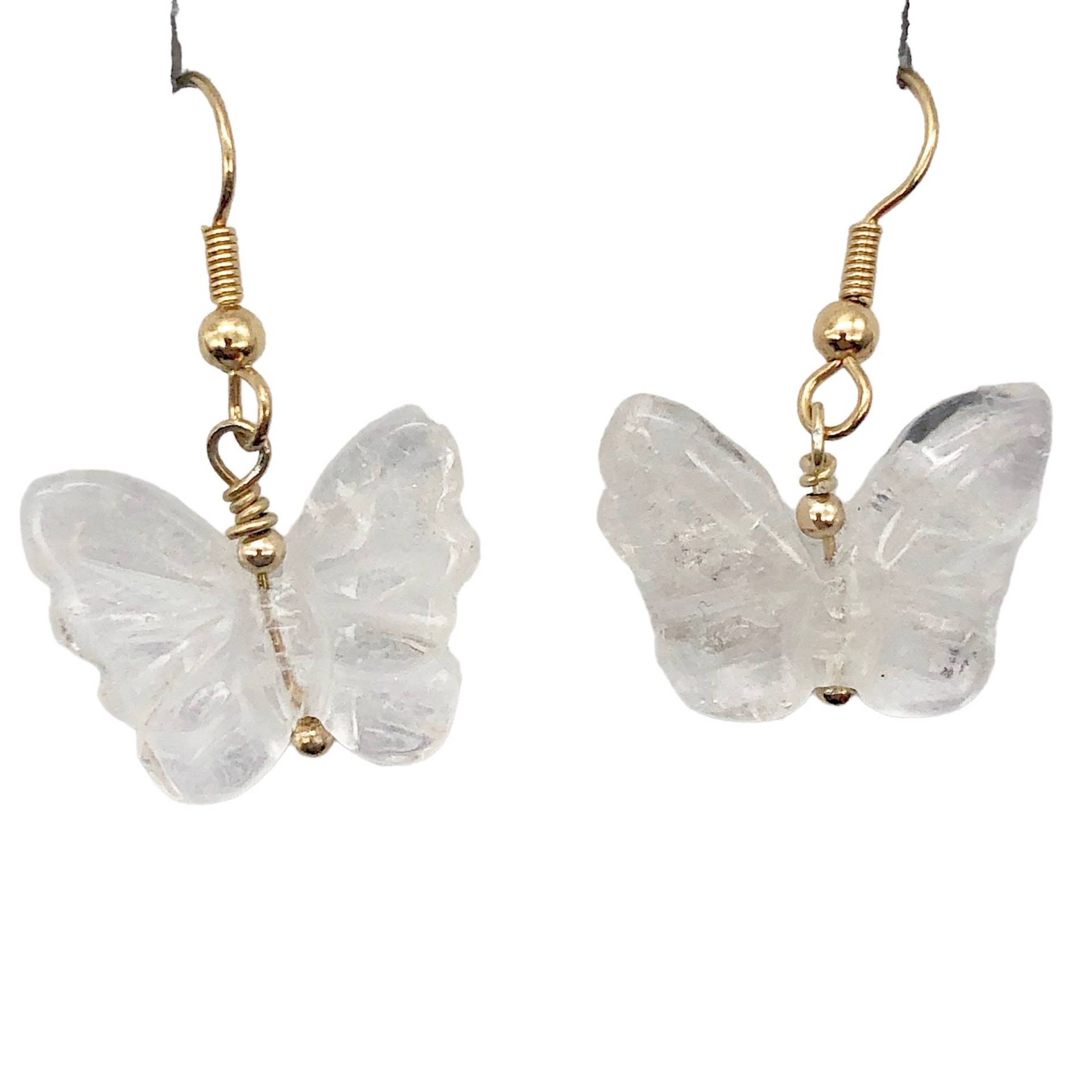 Quarz Schmetterling 14Kgf Gold Ohrringe | Halbedelstein Schmuck von PremiumBeadStudio