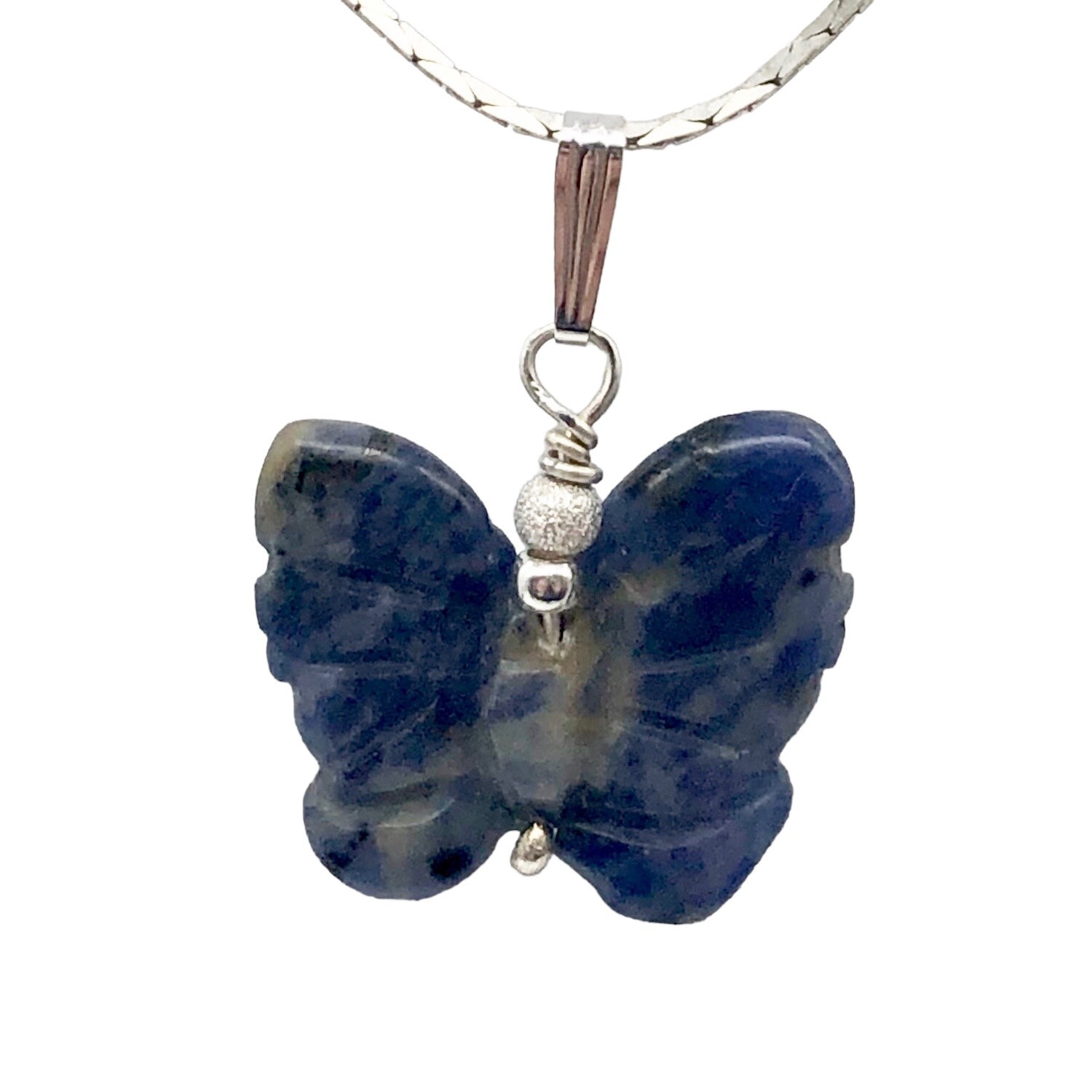 Sodalith Schmetterling Anhänger Halskette | Halbedelstein Schmuck|Silber von PremiumBeadStudio