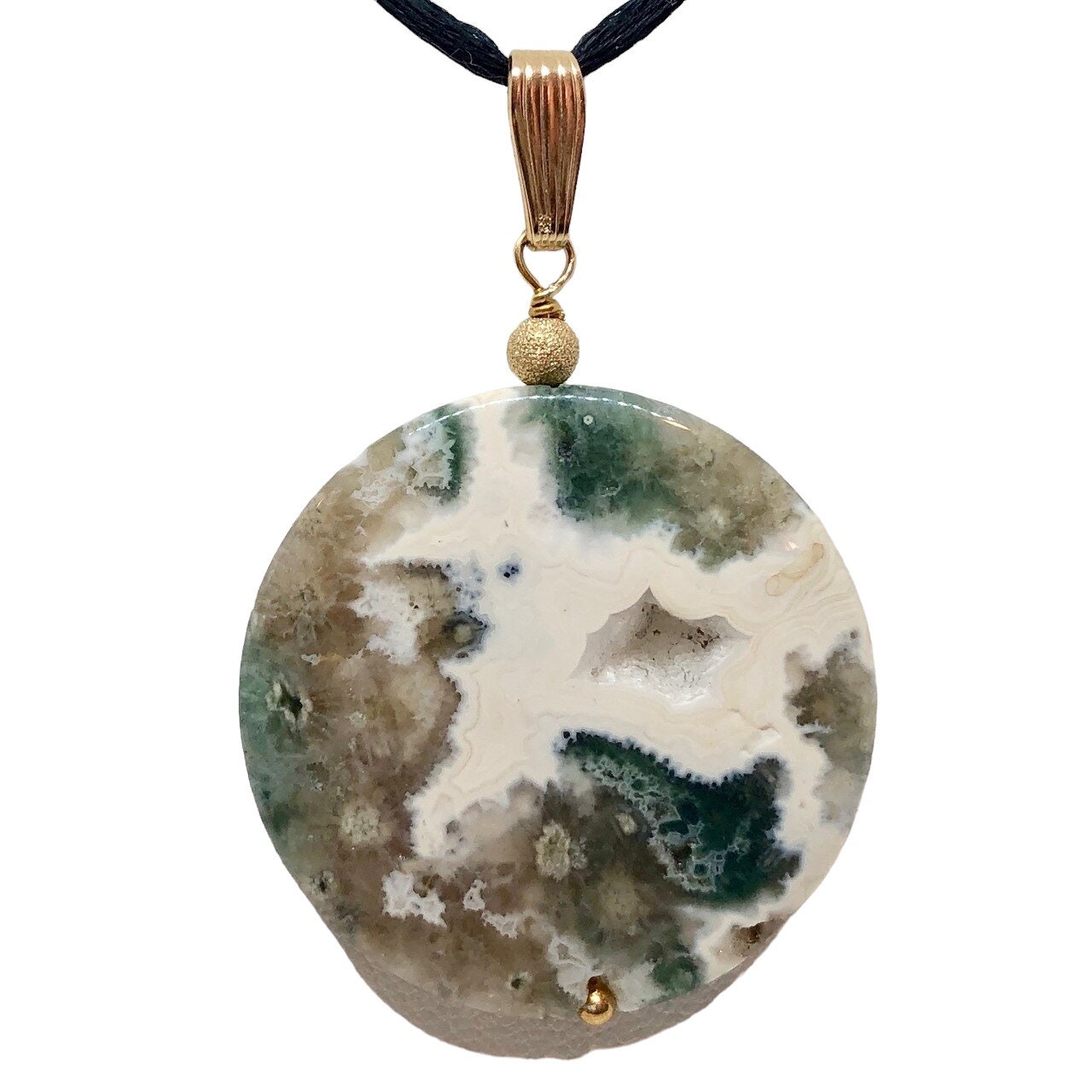 Verschneiter Wald Ozean Jaspis Druzy 14K Gold Filled Anhänger | 5, 5 cm | Lang von PremiumBeadStudio