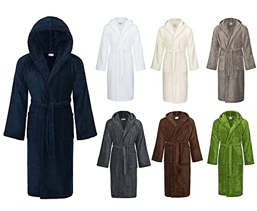 Bademantel mit Kapuze Modell 602 100% Baumwolle Frottee Premium-Soft-Qualität Nachtblau-XL von PremiumShop321
