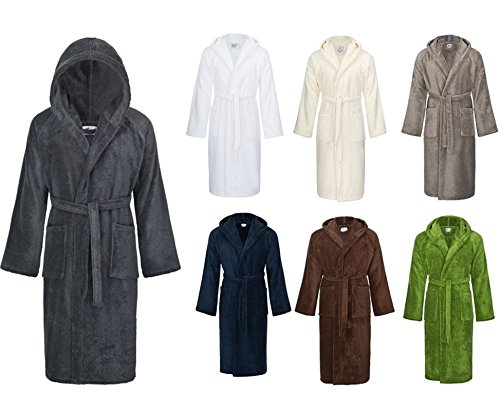 Bademantel mit Kapuze Modell 602 100% Baumwolle Frottee Premium-Soft-Qualität Schiefer-XXL von PremiumShop321