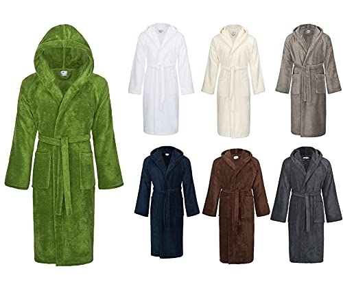 Bademantel mit Kapuze Modell 602 100% Baumwolle Frottee Premium-Soft-Qualität kaktusgrün-M von PremiumShop321