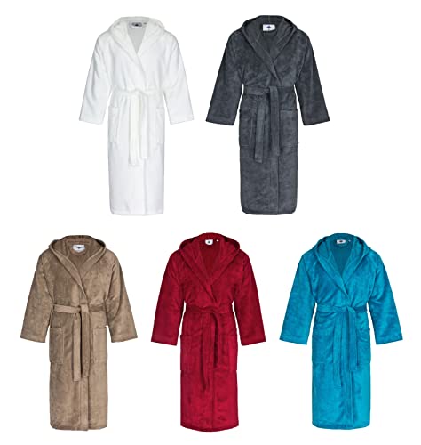 Premiumshop321 Luxus Bademantel mit Kapuze Twin-Star super Soft-weiß-S von PremiumShop321