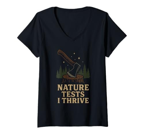 Damen Survivalist, Bushcraft, Fähigkeiten in der Wildnis, adaptieren, aushalten T-Shirt mit V-Ausschnitt Damen Survivalist, Bushcraft, Fähigkeiten in der Wildnis, adaptieren, aushalten T-Shirt mit V-Ausschnitt von Prepper Bushcrafting Life Firestarters Shelter
