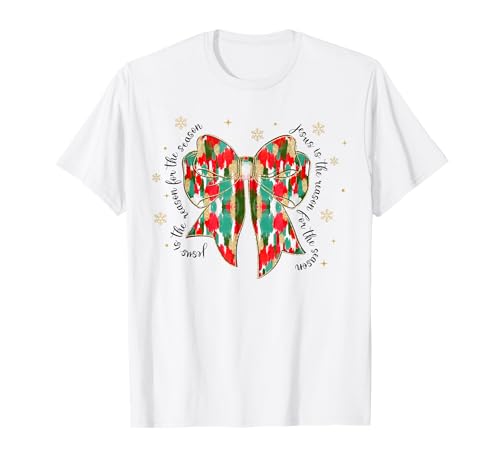Bunte Weihnachts-Kokettschleife für Herren und Damen T-Shirt von Preppy Christmas Men Women Apparel Clothes Ideas