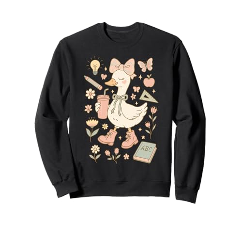 Niedliche Gans Zurück zur Schule adrette ästhetische Mädchen Sweatshirt von Preppy Duck School Vibes Outfits for Girls