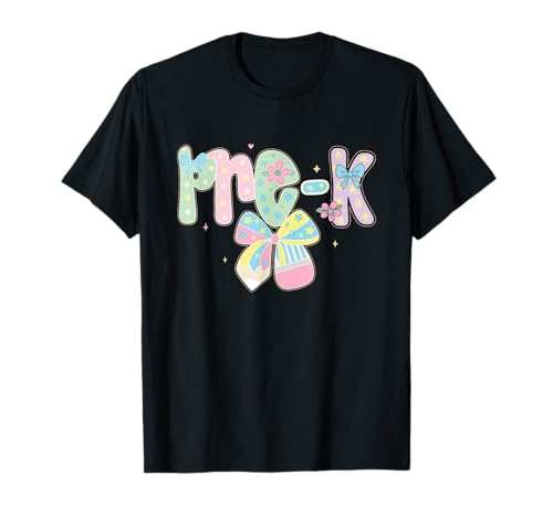Pre-K Back to School Shirt mit süßem Blumenmuster für den ersten Tag für Mädchen T-Shirt von Preppy Girly Pre-K First Day Gift Shirt Co.