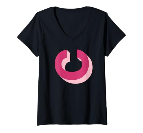 Damen Pink C Shadow Initiale T-Shirt mit V-Ausschnitt von Preppy Monogram