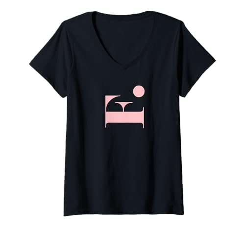 Damen Pink F Initiale T-Shirt mit V-Ausschnitt von Preppy Monogram