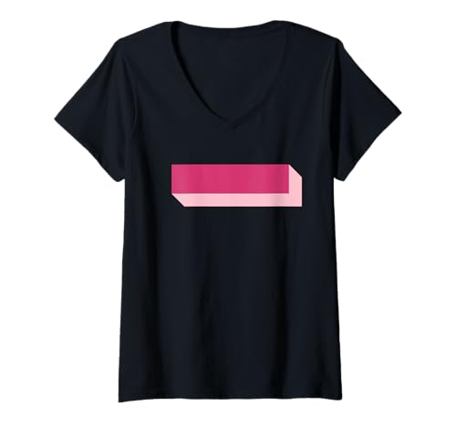 Damen Pink I Shadow Initiale T-Shirt mit V-Ausschnitt von Preppy Monogram