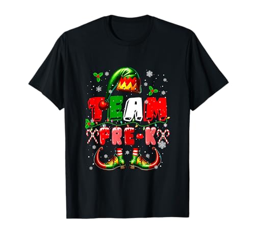 Team Pre-K Weihnachtselfenkostüm Lehrer Schüler Kinder T-Shirt von Preschool Christmas Costume