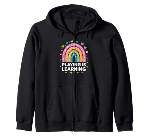 Lustiger Spruch Spielen ist Lernen Regenbogen Herz Frauen Männer Kapuzenjacke von Preschool Classroom Humor for Moms Teacher Kids