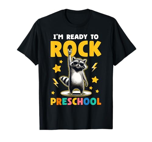 Waschbär Rock Vorschule Jungen Mädchen Kinder Lustige Vorschule T-Shirt von Preschool First Day Designs