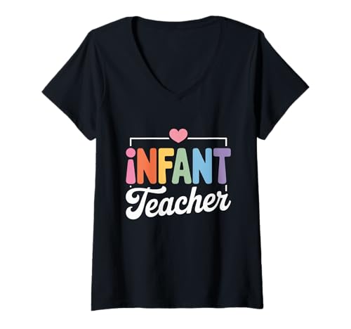 Damen Lustiger Spruch Säugling Lehrer Herz Liebe Frauen Männer Schule Liebe T-Shirt mit V-Ausschnitt Damen Lustiger Spruch Säugling Lehrer Herz Liebe Frauen Männer Schule Liebe T-Shirt mit V-Ausschnitt von Preschool Nursery Baby Classroom Humor Mom Teacher