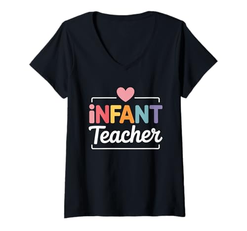 Damen Lustiger Spruch Säugling Lehrer Herz Liebe Frauen Männer Schule Liebe T-Shirt mit V-Ausschnitt Damen Lustiger Spruch Säugling Lehrer Herz Liebe Frauen Männer Schule Liebe T-Shirt mit V-Ausschnitt von Preschool Nursery Baby Classroom Humor Mom Teacher