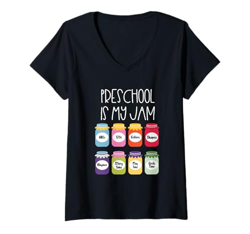 Damen Preschool is My Jam - Vorschullehrer Back to School T-Shirt mit V-Ausschnitt Damen Preschool is My Jam - Vorschullehrer Back to School T-Shirt mit V-Ausschnitt von Preschool Teacher Back to School Vibes