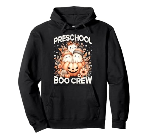 Boo Crew Vorschullehrer Wildblume Halloween Geist Frauen Pullover Hoodie von Preschool Teacher Kids Fall Halloween Floral Ghost
