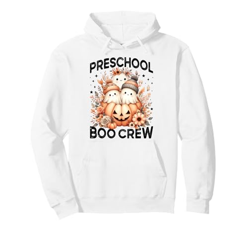 Boo Crew Vorschullehrer Wildblume Halloween Geist Frauen Pullover Hoodie von Preschool Teacher Kids Fall Halloween Floral Ghost