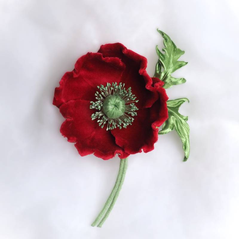 Roter Mohn, Brosche, Rote Blume, Stoffblume, Seidenblume von PresentPerfectStudio