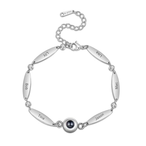 Foto Armband Personalisiertes Armband mit Foto Projektions Armband mit Bild im Stein Geschenke für Frauen Männer Paare (6 name) von Presentimental