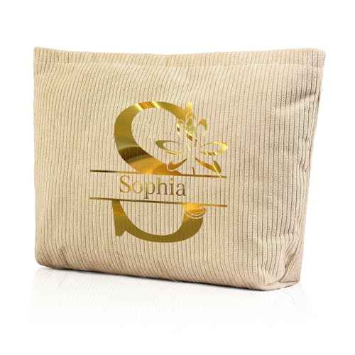 Kosmetiktasche für Damen Personalisierte Kosmetiktasche mit Namen Geburtstag Blumen Kosmetiktasche Toilettentasche Reisetaschen Make-up Taschen (#4) von Presentimental