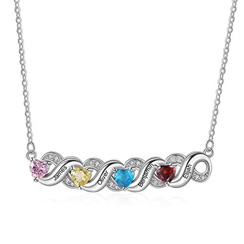 Presentimental Damen Kette mit 2-7 Namen personalisierte Halskette 925 Silber 12 Geburtssteine Personalisierte Unendlichkeits Edelstein Kette Mutter Tochter Anhänger Geschenke für Frauen Mama(4 name Presentimental Damen Kette mit 2-7 Namen personalisierte Halskette 925 Silber 12 Geburtssteine Personalisierte Unendlichkeits Edelstein Kette Mutter Tochter Anhänger Geschenke für Frauen Mama(4 name von Presentimental