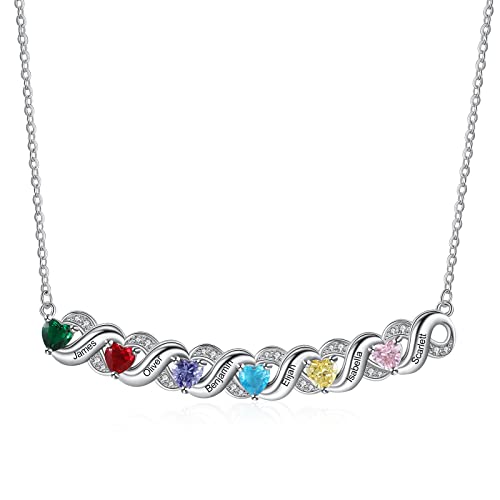 Presentimental Damen Kette mit 2-7 Namen personalisierte Halskette 925 Silber 12 Geburtssteine Personalisierte Unendlichkeits Edelstein Kette Mutter Tochter Anhänger Geschenke für Frauen Mama(6 Name Presentimental Damen Kette mit 2-7 Namen personalisierte Halskette 925 Silber 12 Geburtssteine Personalisierte Unendlichkeits Edelstein Kette Mutter Tochter Anhänger Geschenke für Frauen Mama(6 Name von Presentimental