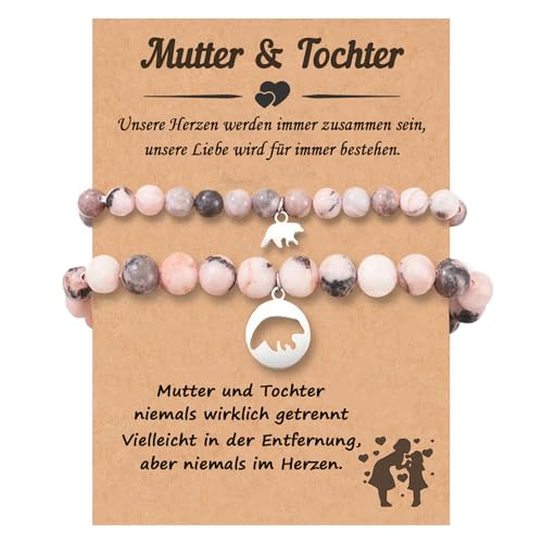 Presentimental Mutter Tochter Armband Freundschaftsarmband Schulkind Armband für Mama Tochter Mädchen Schmuck Muttertagsgeschenk (Bär) von Presentimental